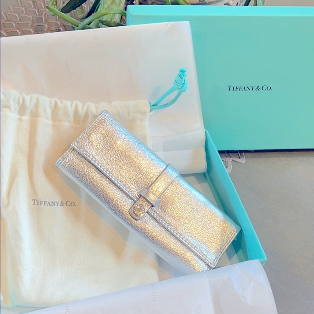 Tiffany & Co. Silver Leather Jewelry Roll/ NEW
